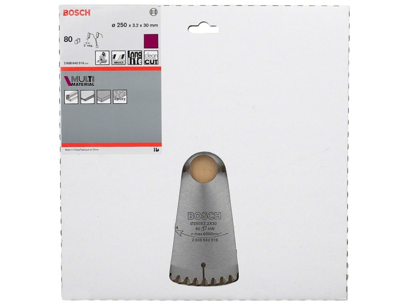 BOSCH Ferăstrău universal 250 x 30 x 3,2 mm / 80T MultiMaterial