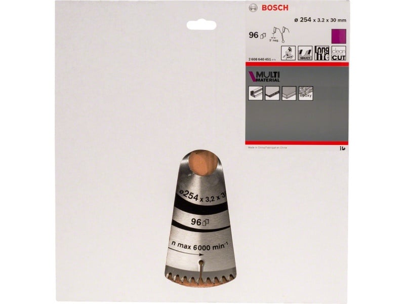 BOSCH Ferăstrău universal 254 x 30 x 3,2 mm / 96T MultiMaterial HLTCG