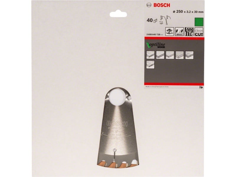 BOSCH Lamă de ferăstrău pentru lemn 250 x 30 x 3,2 mm / 40T Optiline Wood ATB