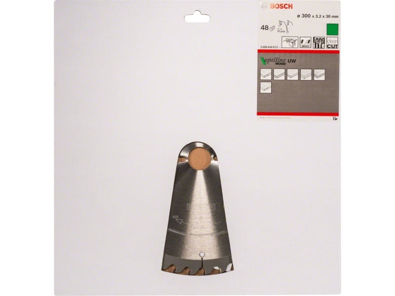 BOSCH Lamă de ferăstrău pentru lemn 300 x 30 x 3,2 mm / 48T Optiline Wood ATB / UW - 1 | YEO