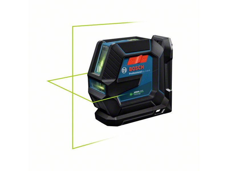 BOSCH Laser cu linie încrucișată (verde) GLL 2-15 G în cutie + suport de perete + țintă laser