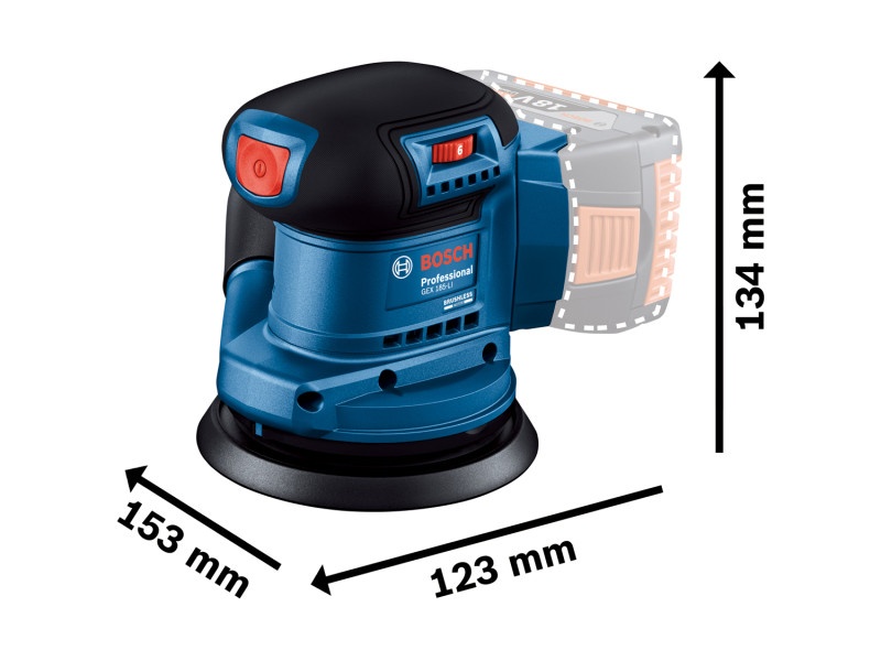 BOSCH polizor excenter fără fir 125 mm GEX 185-LI în cutie de carton (fără baterie și încărcător) - 1 | YEO