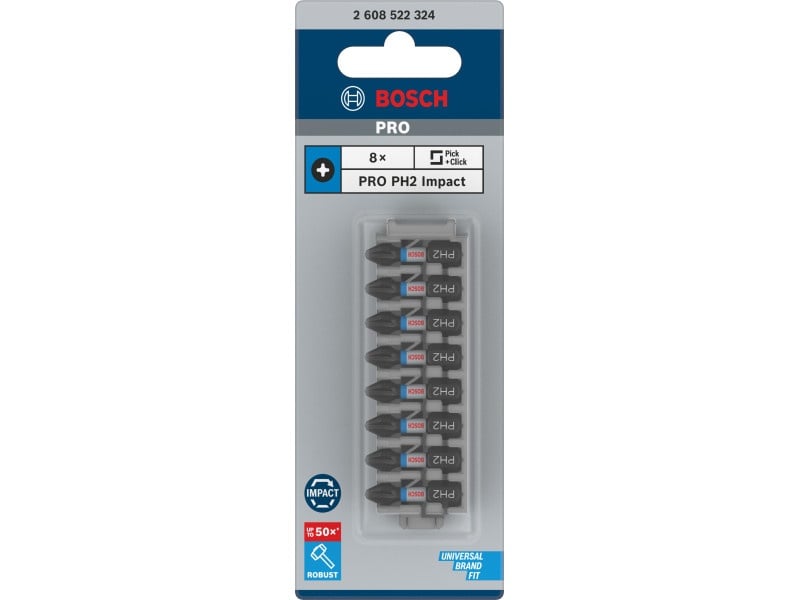 BOSCH PRO Bithegy PH2 x 8pcs / 25 mm Pick & Click - 1 | YEO