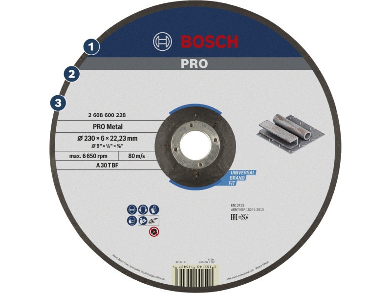 BOSCH PRO Disc de curățare pentru metal 230 x 6,0 x 22,2 mm A 30 T BF (oSa) - 1 | YEO