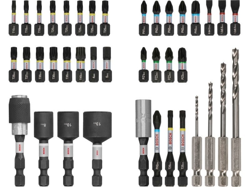 BOSCH PRO Impact bit de vârf și lemn burghiu bit set 40 piese 1/4" Hex