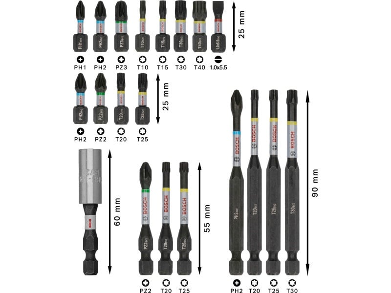 BOSCH PRO Impact bit punct set 20 piese 1/4" Hex - 2 | YEO