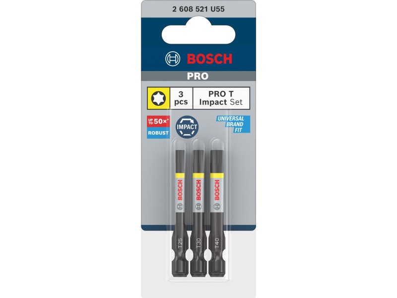 BOSCH PRO Impact bit punct set 3 piese T25 / T30 / T40 x 55 mm 1/4" Hex - 1 | YEO