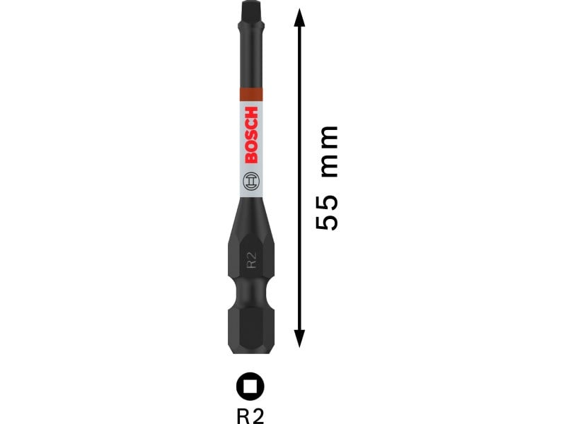 BOSCH PRO Impact bit tip R2 x 55 mm 1/4" Hex Robertson (5 buc)