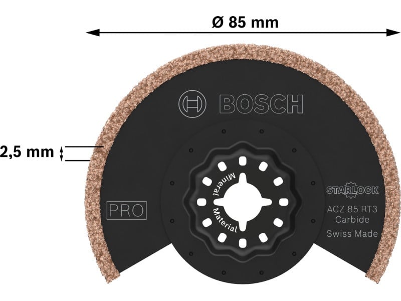 BOSCH PRO Lamă de ferăstrău pentru îndepărtarea deșeurilor ACZ 85 RT3 85 x 2,5 mm carbură Starlock