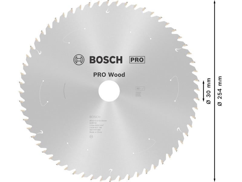 BOSCH PRO Lamă de ferăstrău pentru lemn 254 x 30 x 2,2 mm / 60T - 2 | YEO