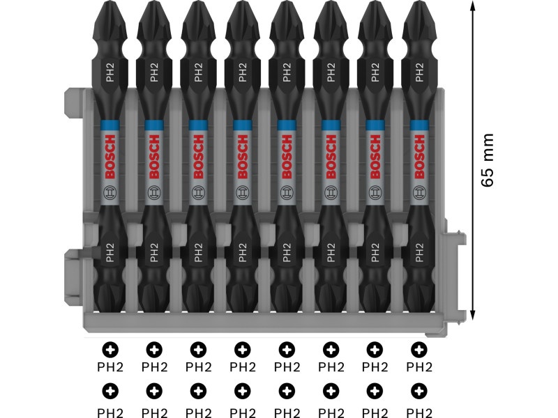 BOSCH PRO set vârf de biți 7 r. 50 mm + suport (PH2, PZ2, T15, T20, T25, T30) Pick & Click - 2 | YEO