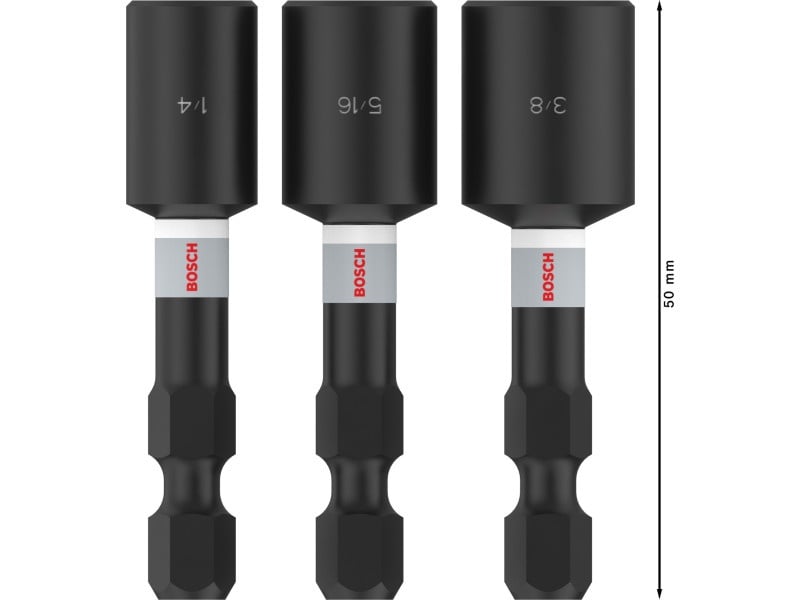 BOSCH PRO Șurubelniță cu impact 3 piese 50 mm (1/4" / 5/16" / 3/8") 1/4" Hex - 3 | YEO