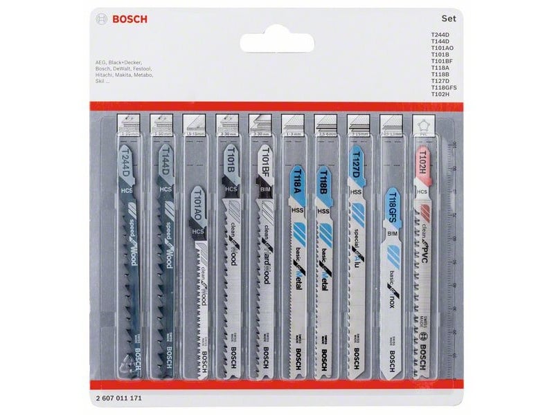 BOSCH Set de 10 lame din 10 piese pentru lemn, metal și PVC