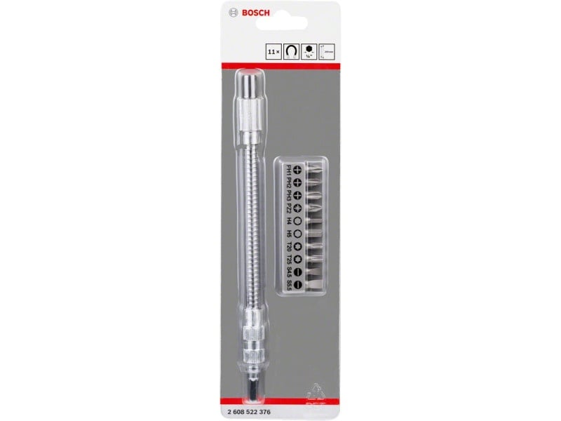 BOSCH Set de vârfuri de biți 11 piese cu extensie metalică flexibilă 200 mm