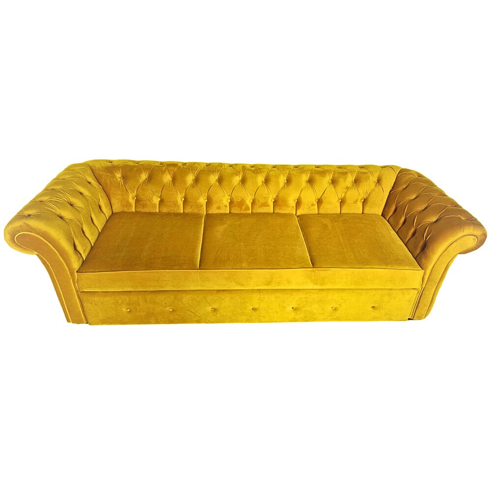 Canapea Extensibila Chesterfield, 250x100x75cm, 3 locuri, Velutto 08 Mustard, Glasspandoor - 2 | YEO