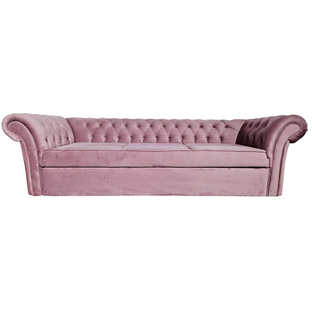 Canapea Extensibila Chesterfield, 250x100x75cm, 3 locuri, Velutto 14 Flamingo, Glasspandoor - 1 | YEO