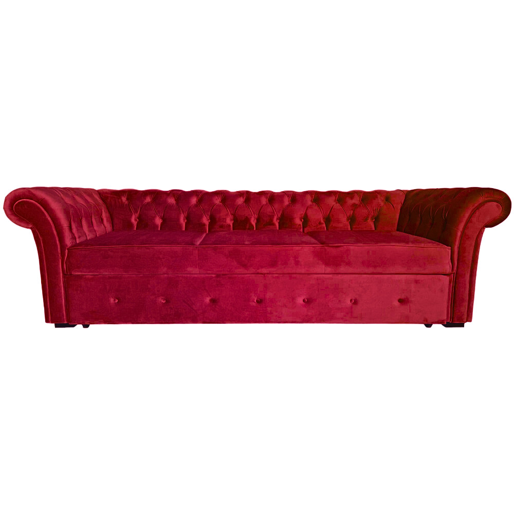 Canapea Extensibila Chesterfield, 250x100x75cm, 3 locuri, Velutto 32 Chianti, Glasspandoor