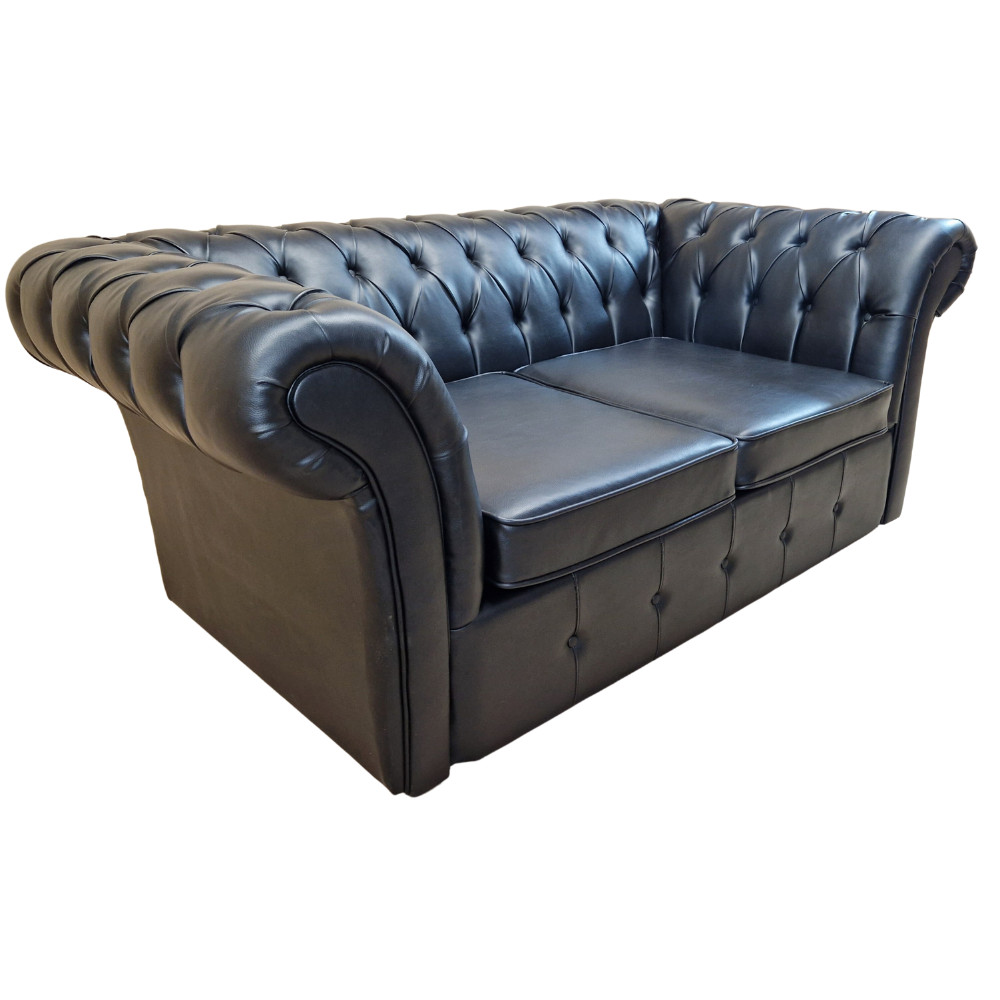 Canapea Fixa Chesterfield, 200x100x75cm, 2 locuri, Cayenne 1114 Black, Glasspandoor - 3 | YEO