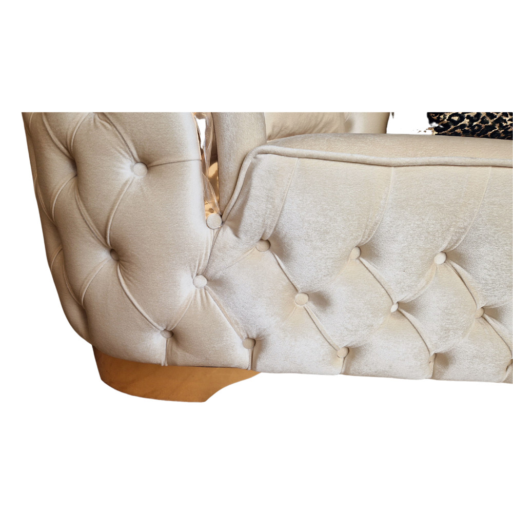 Canapea Fixa Okyanus, 250x100x75cm, 3 locuri, Luna V-03 Beige, Glasspandoor - 3 | YEO