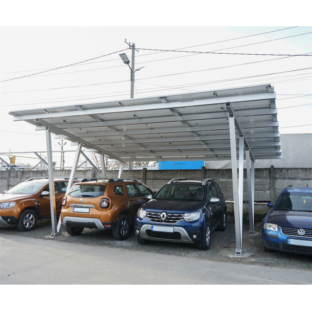 Carport 2 masini din aluminiu cu sistem, structura prinderi panouri solare fotovoltaice 8.25KW,Cod: BK77985, Brand: BRECKNER GERMANY - 1 | YEO