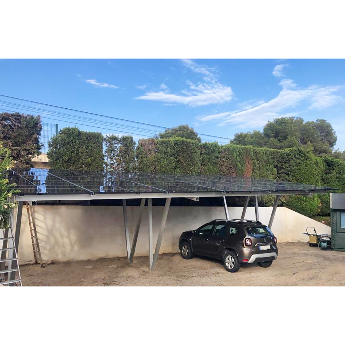 Carport 4 masini din aluminiu cu sistem printeri panouri solare fotovoltaice 13.75KW, Cod: BK77986, Brand: BRECKNER GERMANY