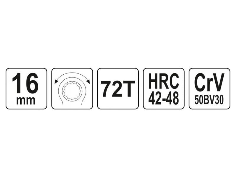 Cheie cu clichet YATO Star 16 mm / 195 mm CrV