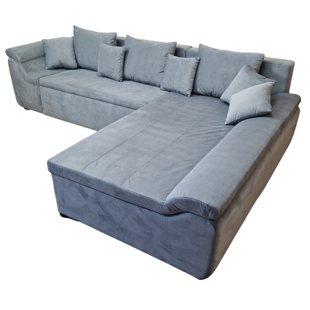 Colțar Extensibil Umberto, 310x205x80cm, 6 locuri, Velutto 16 Grey , în formă de 