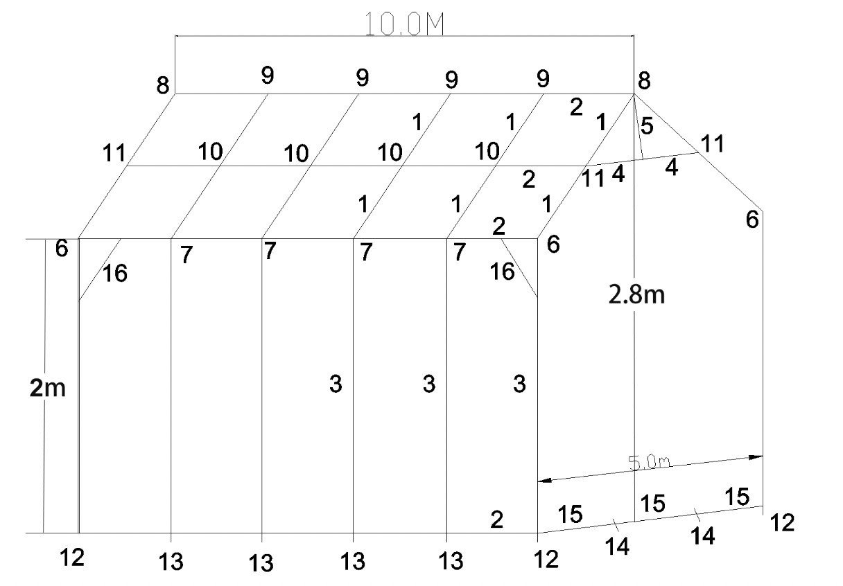 Cort pentru evenimente din PVC cu latime 5m si lungime 10m, inaltime 2.8m cadru din otel galvanizat, Cod: DISLP59