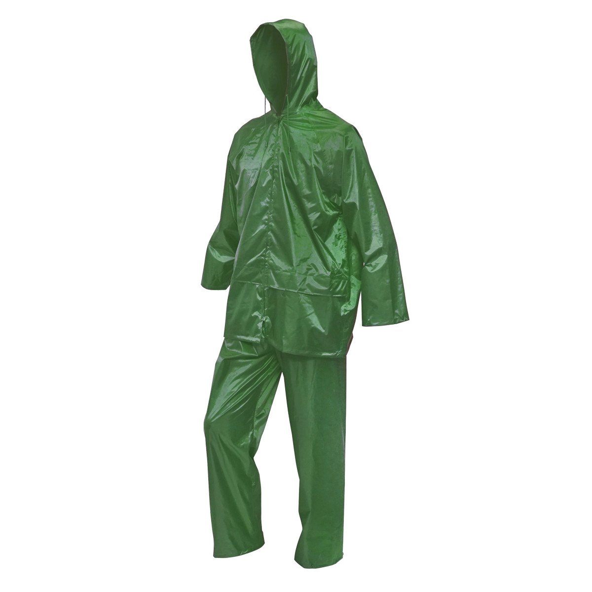 Costum impermeabil M cu gluga si pantaloni din poliester si PVC, verde, Cod: BK77418, Breckner Germany - 1 | YEO