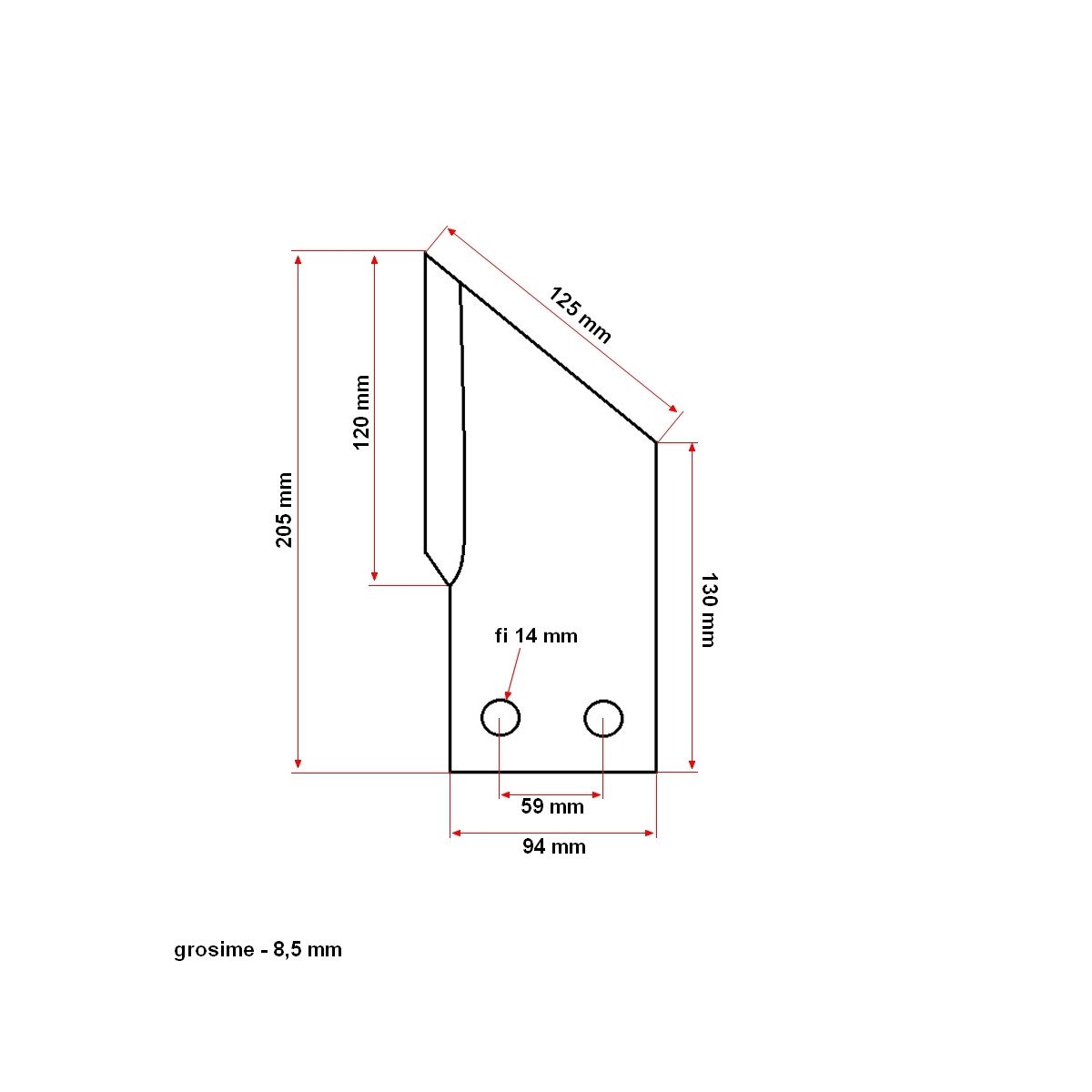 Cutit stanga pentru freza de sapat santuri, Cod: DISCN75L, Brand: UTB - 3 | YEO