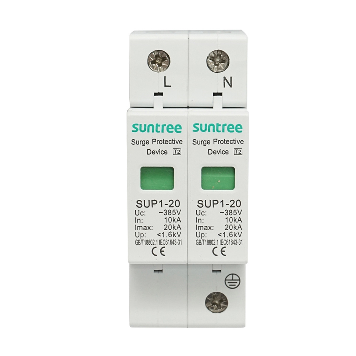 Descarcator la supratensiune cu semnalizare pentru sisteme fotovoltaice, 2P, SUP1-20, 385V, Cod: BK87393, Brand: SUNTREE