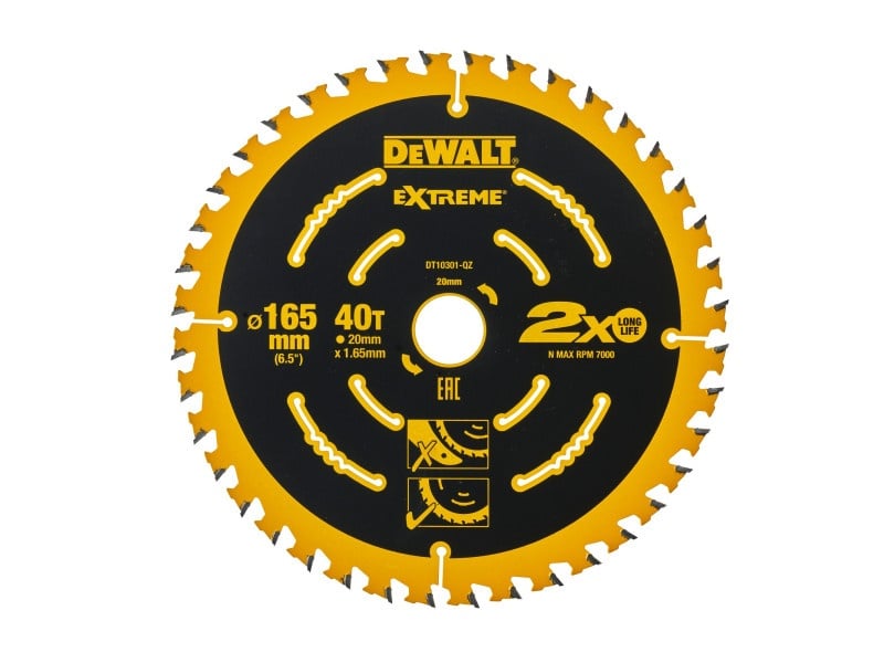 DEWALT EXTREME Pânză de ferăstrău pentru lemn 165 x 20 x 1,65 mm / 40T