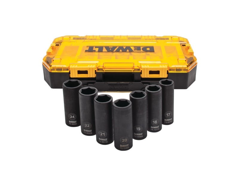 DEWALT Set de prize lungi pentru mașini 7 piese 1/2" (17-24 mm)