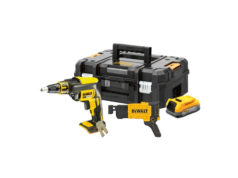 DEWALT șurubelniță fără fir pentru gips carton + magazie 18 V fără perie de carbon (1 x baterie 1.7 Ah + TSTAK) DCF6 - 2 | YEO