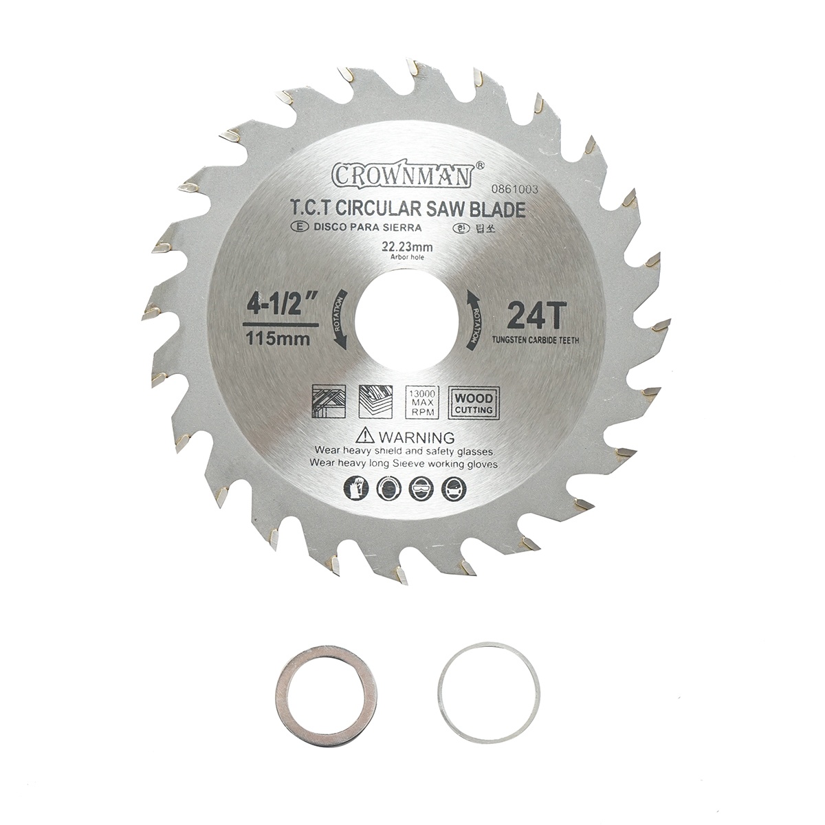 Disc circular vidia pentru lemn 115x22.23mm, viteza max. 13000rpm, 24 dinti , Cod: DISPT29 , Marca: CROWNMAN