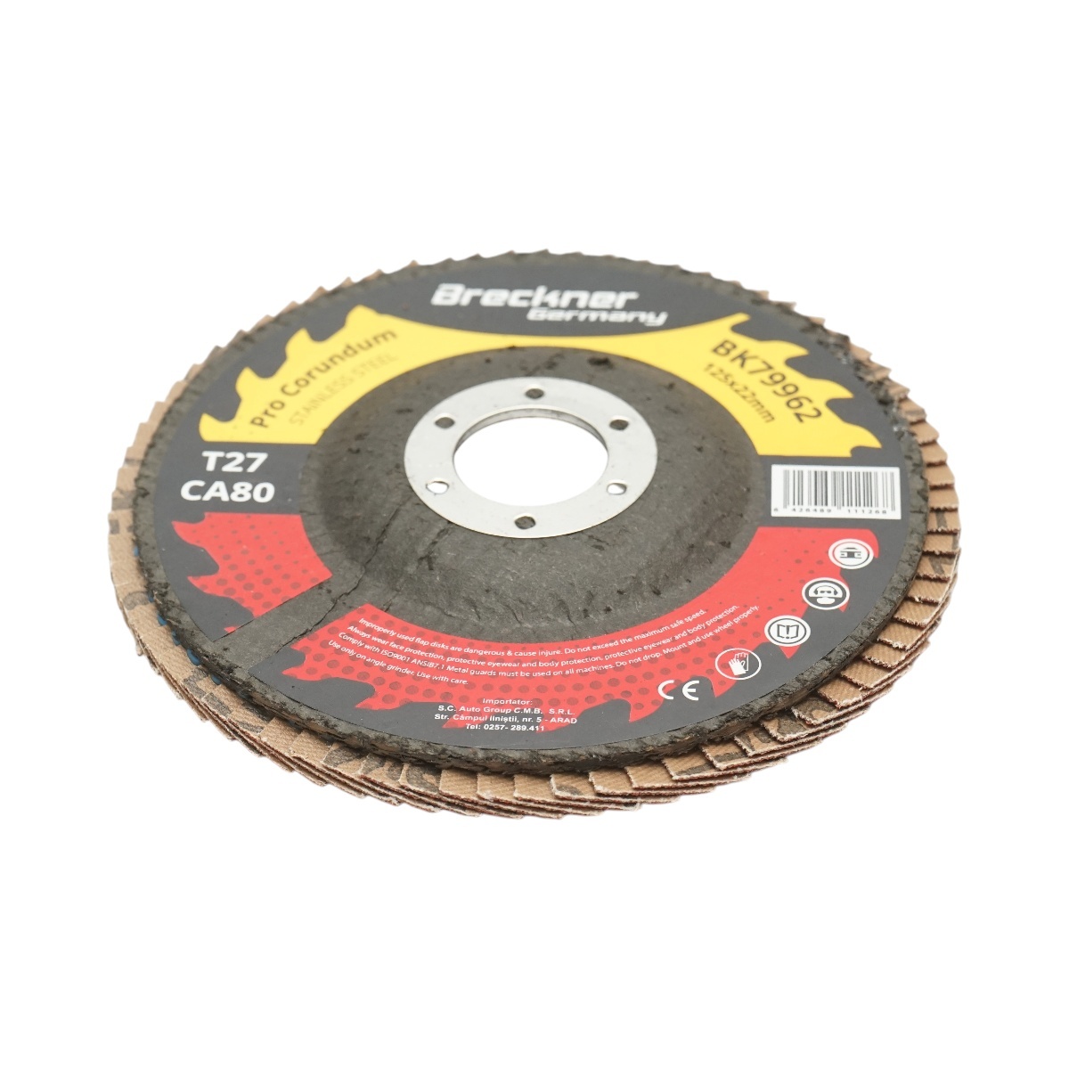 Disc lamelar abraziv corund T27 CA80, 125x22mm pentru slefuire/polizare inox si metal , Cod: BK79962,Breckner Germany - 2 | YEO
