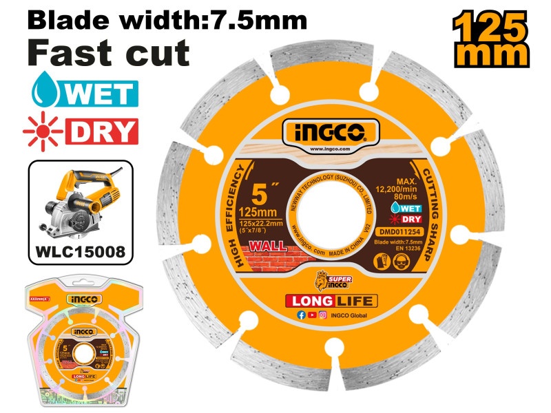 INGCO Disc de tăiere diamantat 125 x 7,5 x 22,2 mm segmentat