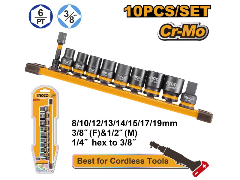 INGCO Set 10 piese 3/8" 8-19 mm CrMo - 1 | YEO