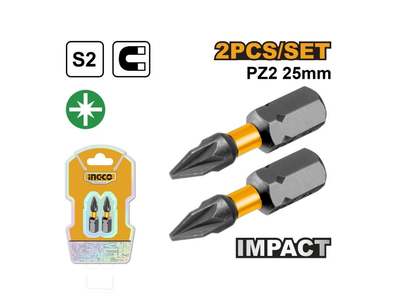 INGCO Vârf bit de impact PZ2 x 25 mm (2 buc)