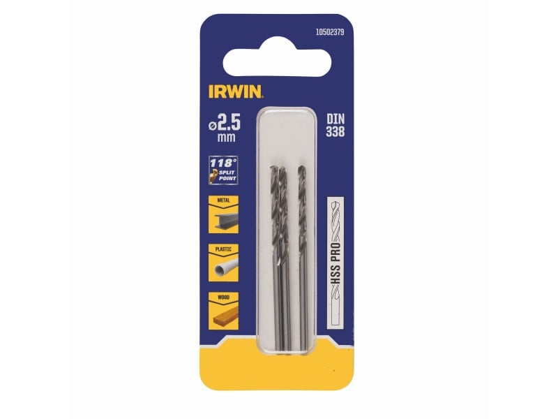 IRWIN Burghiu spiralat 2,5 x 57/30 mm HSS PRO cilindric (3 buc)