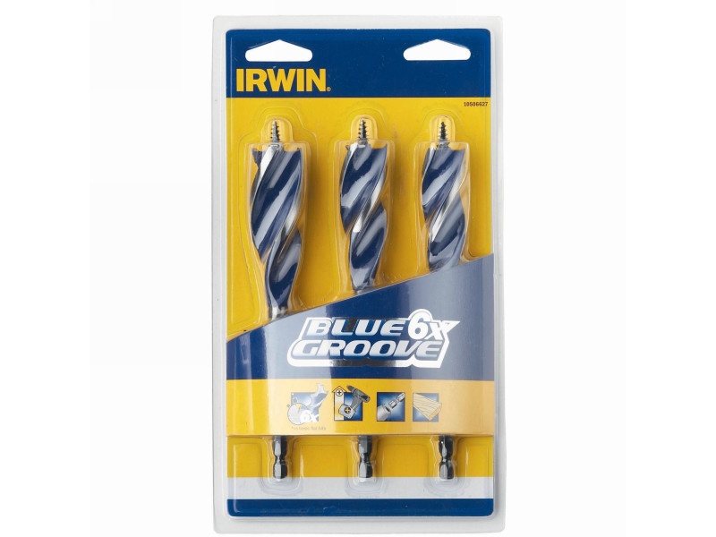 IRWIN Set de burghie pentru lemn 3 piese bit Blue Groove 6x (20-22-25 mm) - 1 | YEO