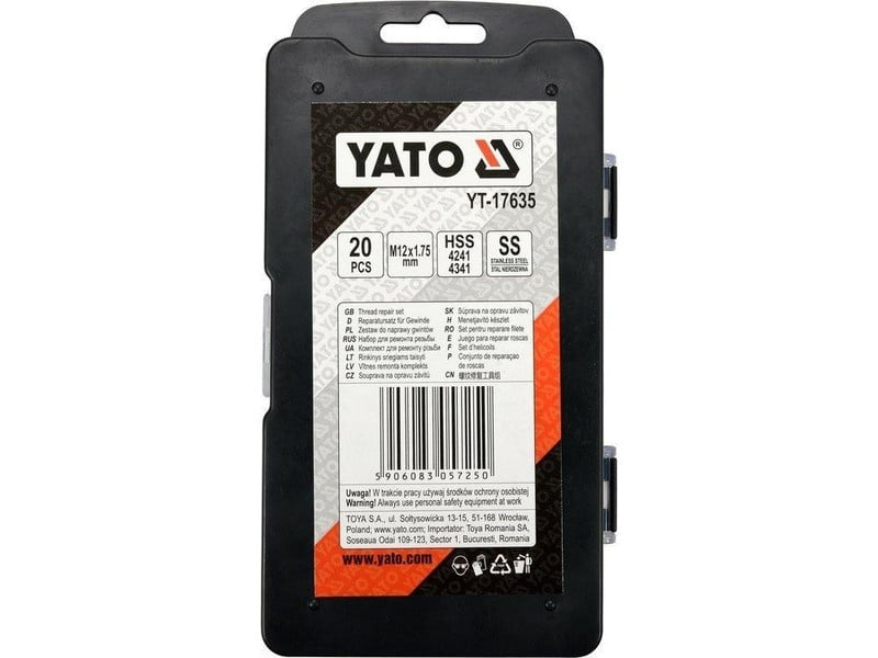 Kit de reparare a filetului YATO 20 bucăți M12 1,75 mm - 1 | YEO