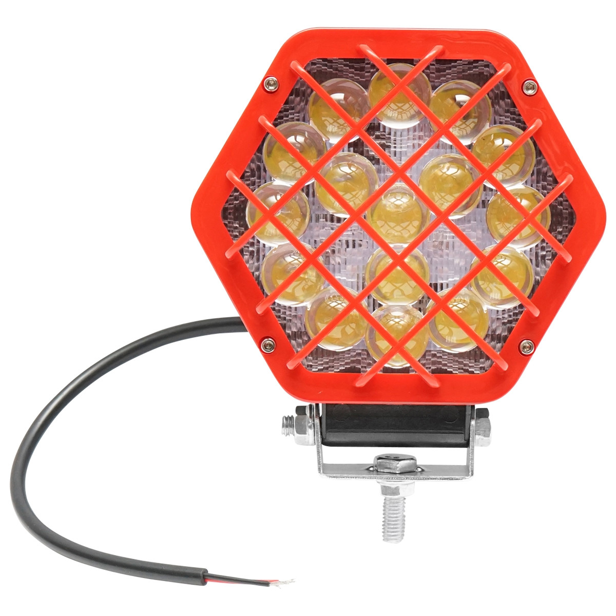 Lampa hexagonala grilaj plastic rosu 16 LED-uri DC 10-60V 48W unghi 30, Cod: BK69061F, Brand: AUTOSPEED