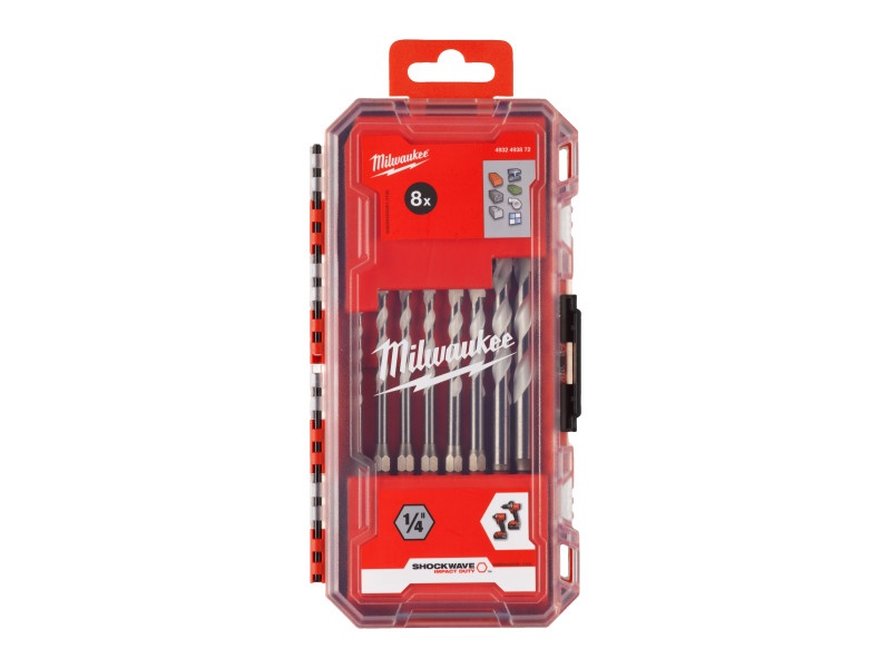 MILWAUKEE Burghiu multifuncțional 1/4" Hex cu clemă UK set de 8 piese