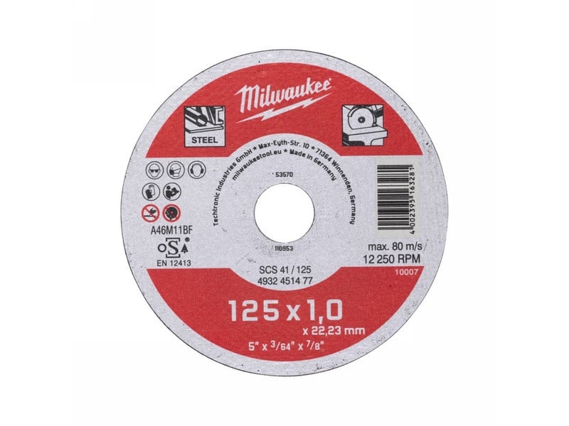 MILWAUKEE Disc de tăiat pentru metal 125 x 1,0 x 22,2 mm drept SCS41