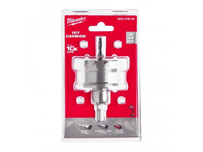 MILWAUKEE Fierăstrău cu gaură TCT 44 mm cu mâner cu 3 fețe inox