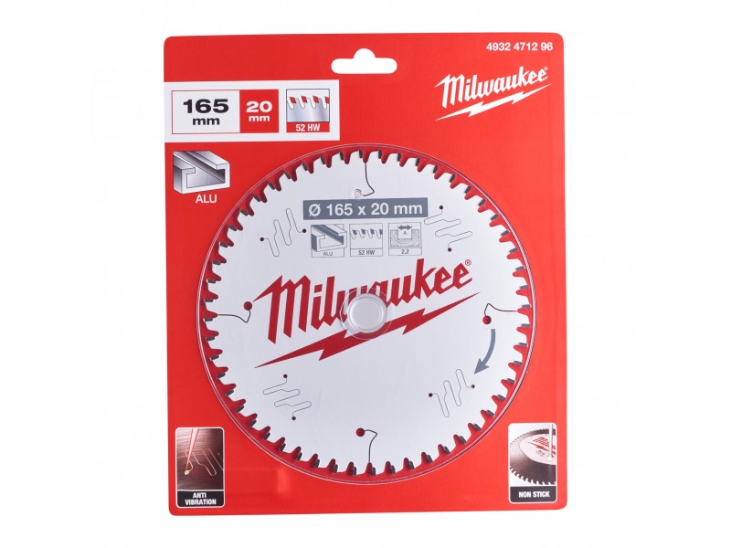 MILWAUKEE Lamă de ferăstrău pentru aluminiu 165 x 20 x 2,2 mm / 52T TF NEG