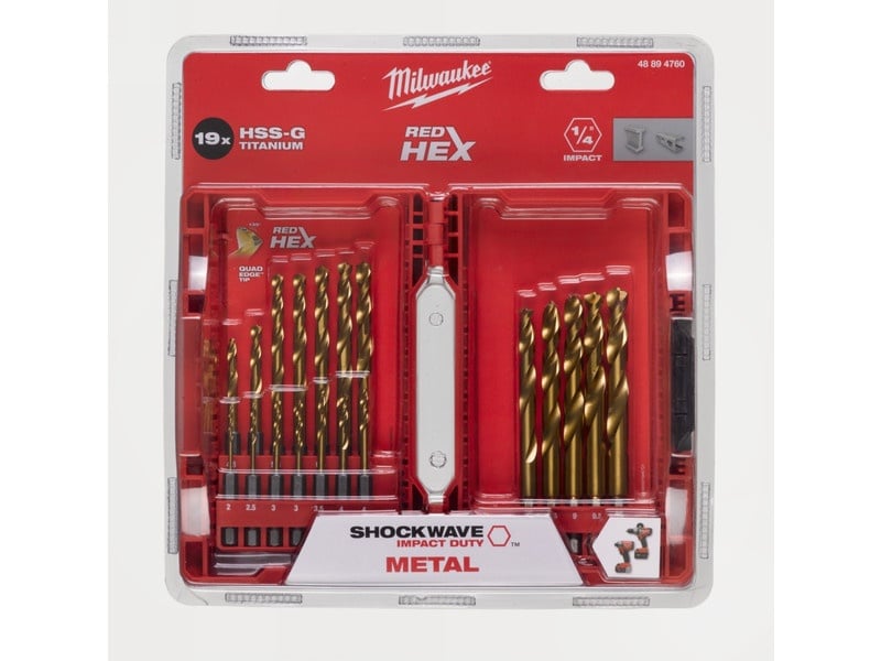 MILWAUKEE Set de burghie 19 piese HSS-G TiN, Red HEX - Shockwave™ - 1 | YEO