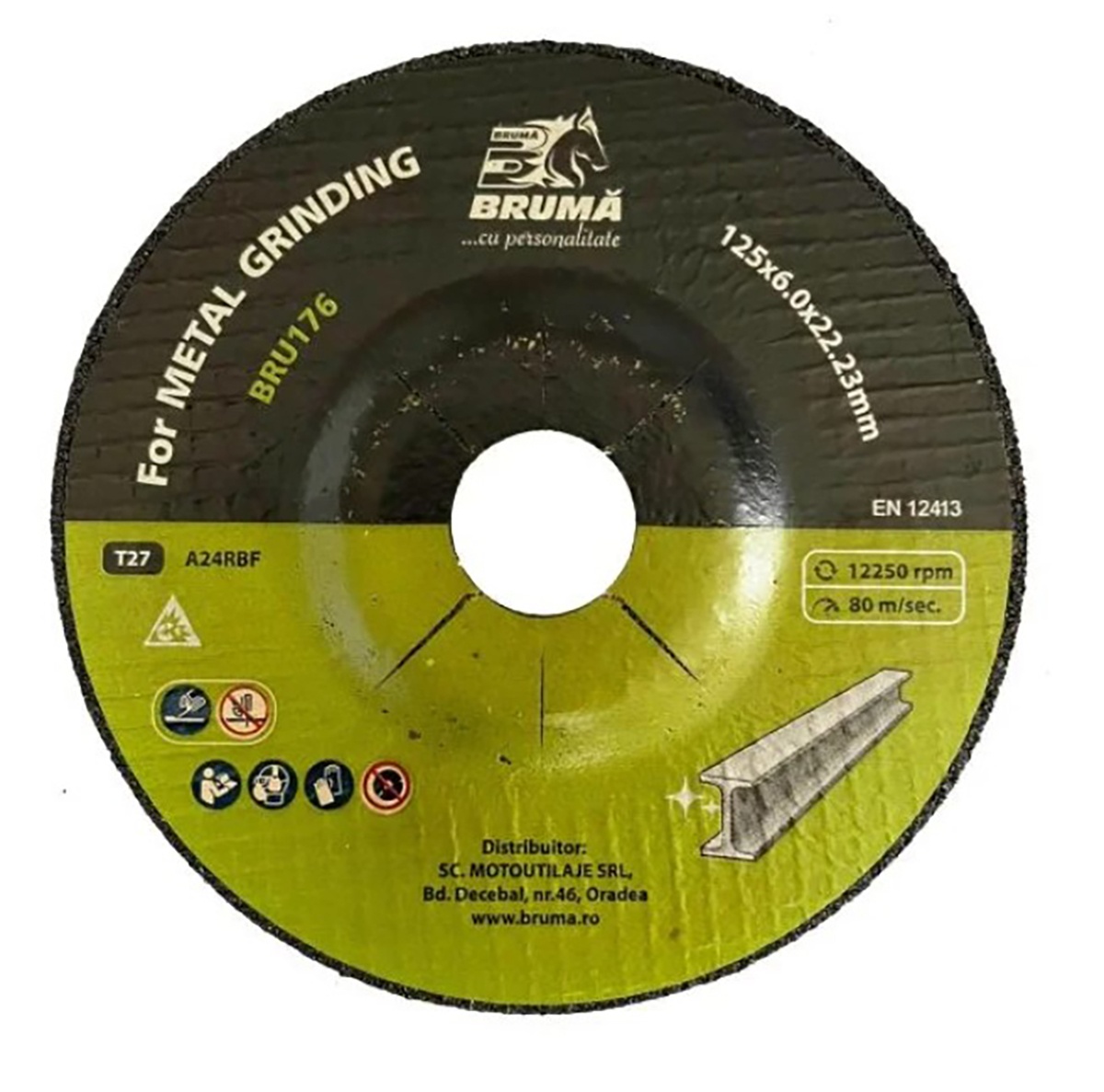 Panza disc flex T27 125x22.23x6mm pentru taiat si polizat metal ,Cod: BRU176