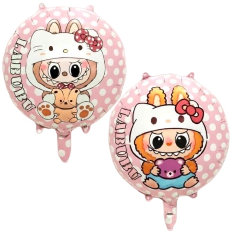 Set 10x Balon Folie Labubu Roz – 45×45 cm, Cu 2 Fețe